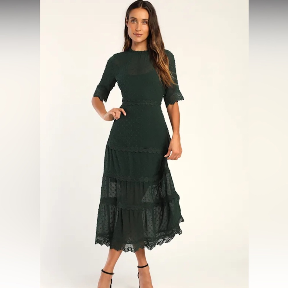 Lulu's Dark Green Textured Dress